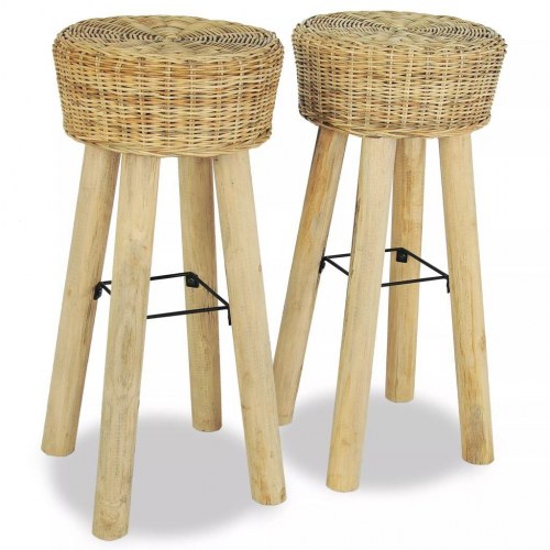Barstole 2 stk. naturligt rattan