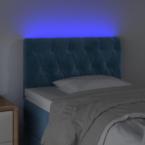 Sengegavl med LED-lys 80 x 7 x 78/88 cm - mørkeblå
