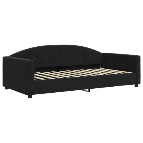 Daybed 100×200 cm i velour - sort sovesofa med lamelbund