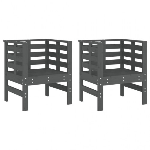 Havestole 2 stk. - 61,5 × 53 × 71 cm - massivt fyrretræ, grå