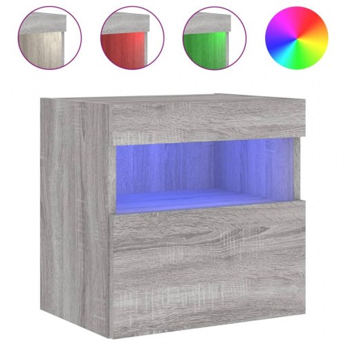 Væghængt tv-bord med LED-lys 40×30×40 cm - grå sonoma-eg