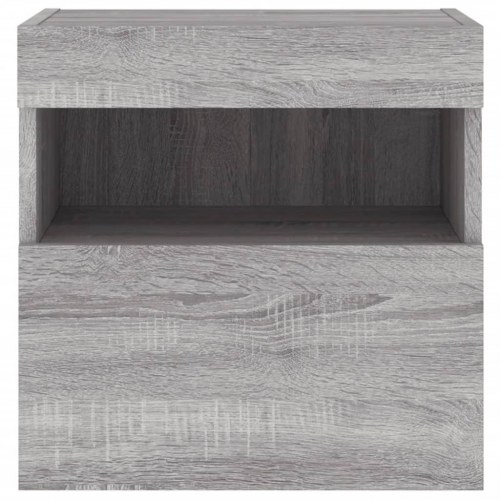 Væghængt tv-bord med LED-lys 40×30×40 cm - grå sonoma-eg