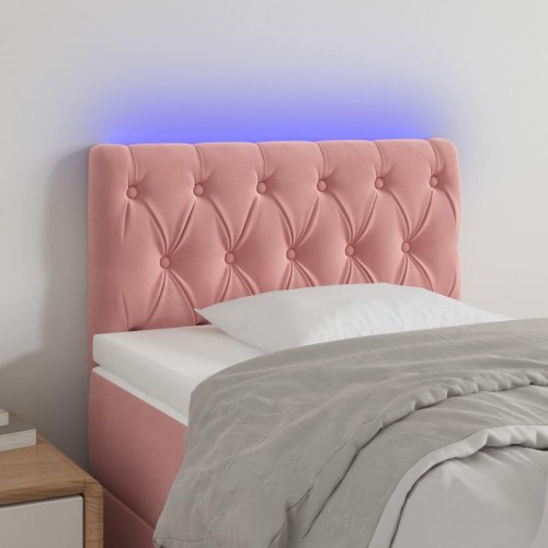Sengegavl med LED-lys 80 cm velour - lyserød