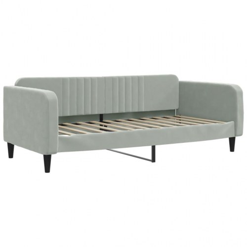 Daybed 90x200 cm i velour - lysegrå sengeramme/sovesofa