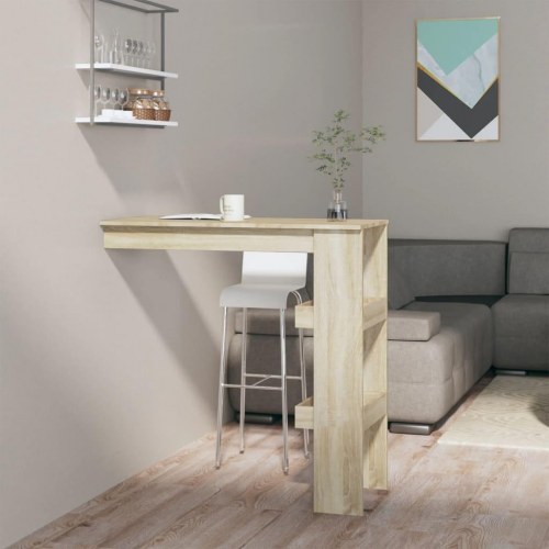 Vægmonteret barbord 102×45×103,5 cm i konstrueret træ - sonoma-eg