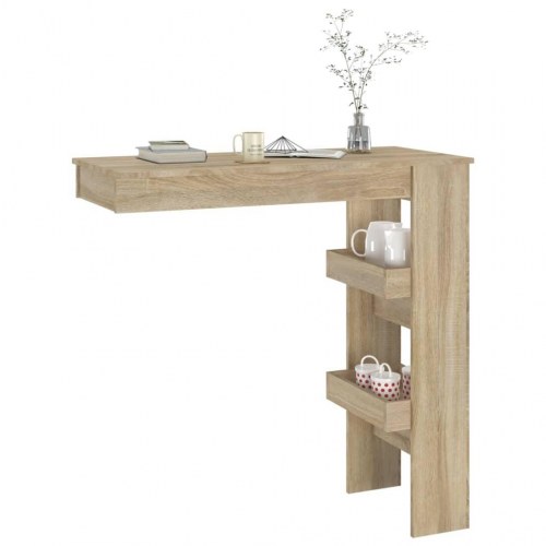Vægmonteret barbord 102×45×103,5 cm i konstrueret træ - sonoma-eg
