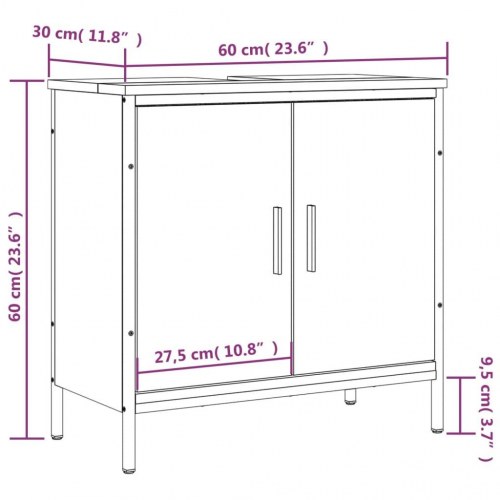 Underskab til håndvask 60×30×60 cm - konstrueret træ, sonoma-eg