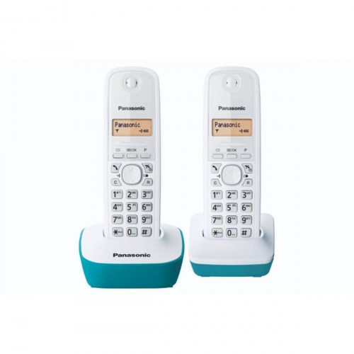 Panasonic KX-TG1612FRC trådløs telefon - blå/hvid/rav (sæt med 2 håndsæt)