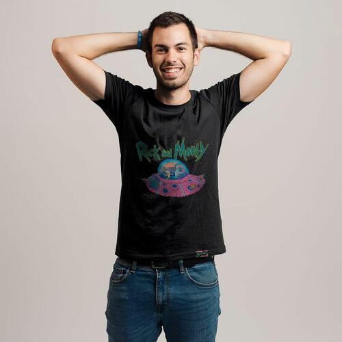 Unisex Kortærmet T-shirt Rick and Morty Sort L