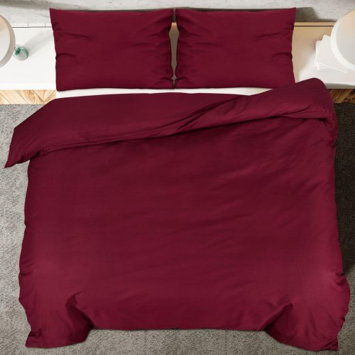 Sengetøj 140 x 200 cm i mikrofiber med pudebetræk - bordeaux