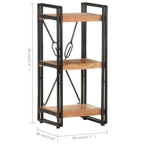 Bogreol m. 3 hylder 40x30x80 cm massivt akacietræ