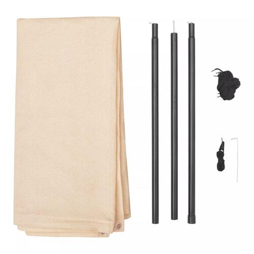 Solsejl/tarp med stænger HDPE firkantet 3 x 3 m cremefarvet