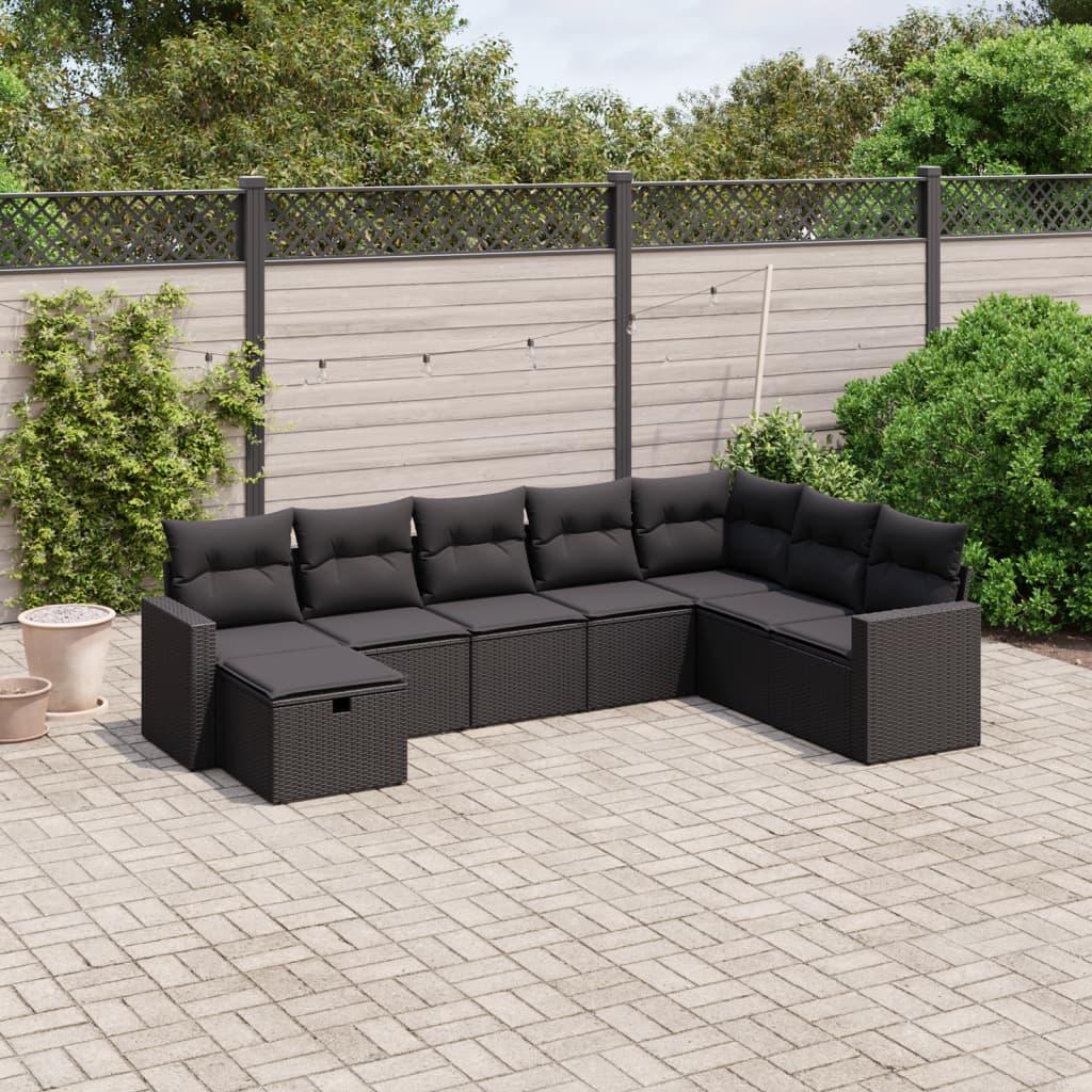 Sofasæt Til Haven 9 Dele Med Hynder Polyrattan Beige - Sort / uden opbevaring