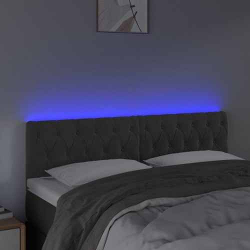 Sengegavl med LED-lys 160 x 7 x 78/88 cm - mørkegrå