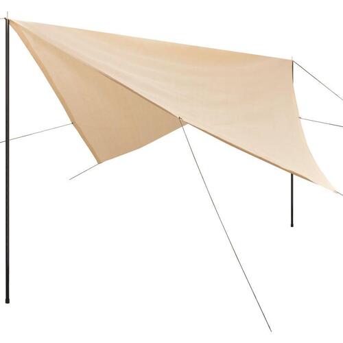 Solsejl/tarp med stænger HDPE firkantet 5 x 5 m cremefarvet