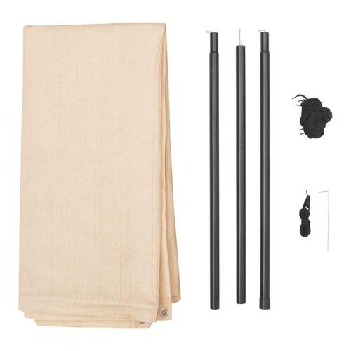 Solsejl/tarp med stænger HDPE firkantet 5 x 5 m cremefarvet