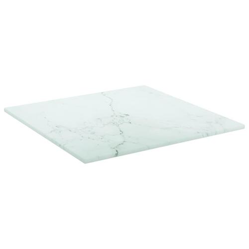 Bordplade 30x30 cm 6 mm hærdet glas med marmordesign hvid
