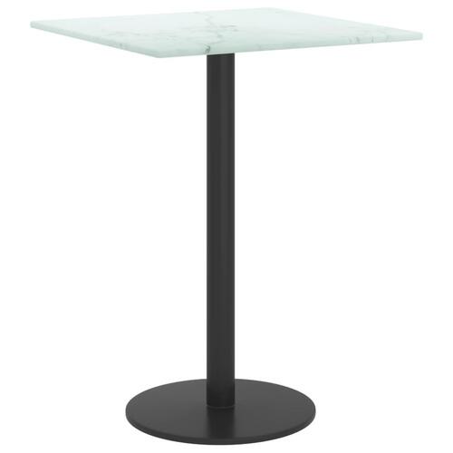 Bordplade 30x30 cm 6 mm hærdet glas med marmordesign hvid