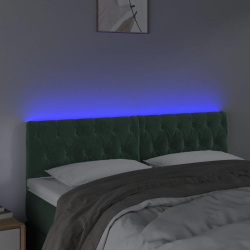 Sengegavl med LED-lys 160 x 7 x 78/88 cm - mørkegrøn