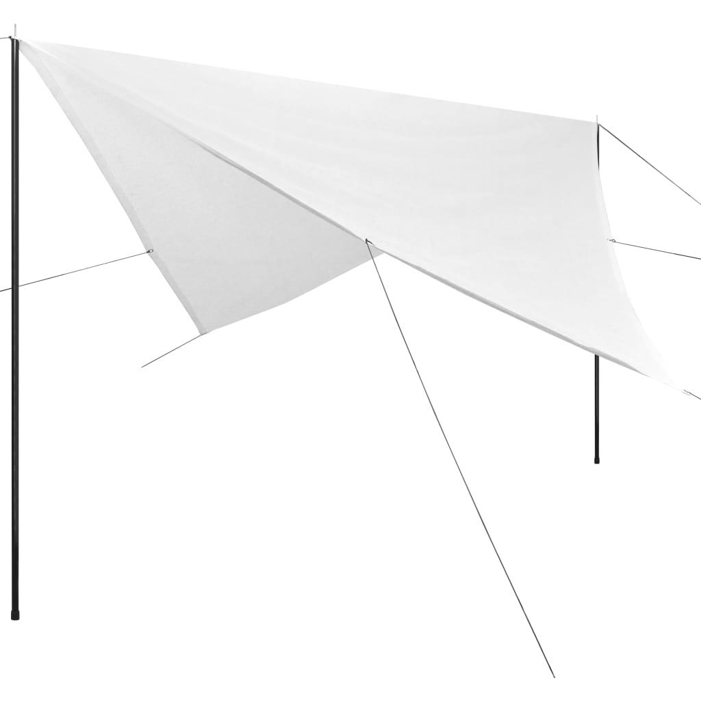 Solsejl/tarp med stænger HDPE firkantet 4 x 4 m hvid