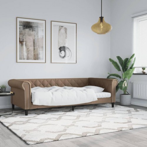 Daybed 80×200 cm i kunstlæder - cappuccino
