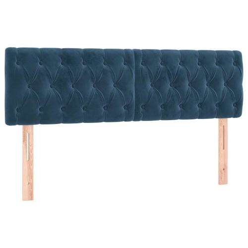 Sengegavl med LED-lys 160x7x78/88 cm velour mørkeblå