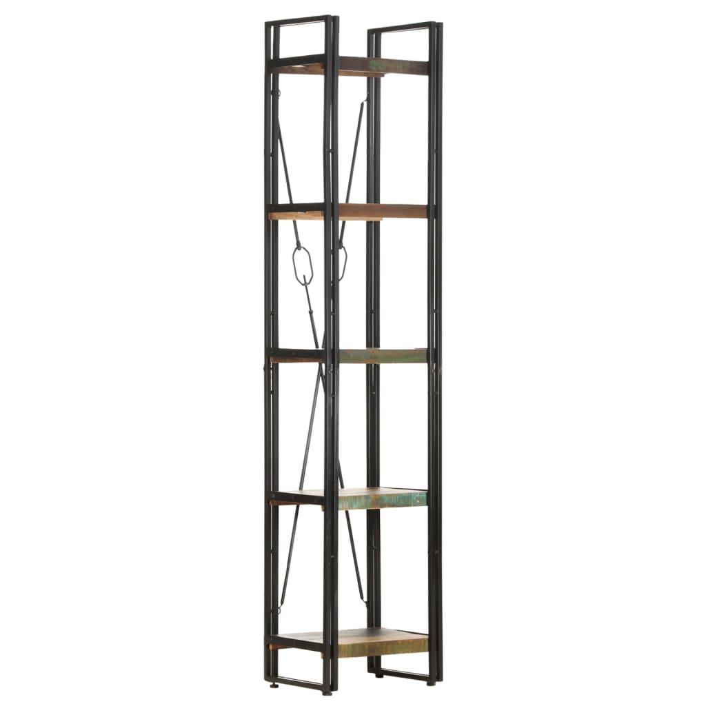 Bogreol med 5 hylder 40x30x180 cm massivt genbrugstræ