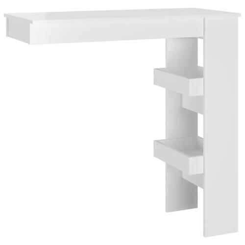 Væghængt barbord 102x45x103,5 cm konstrueret træ hvid højglans