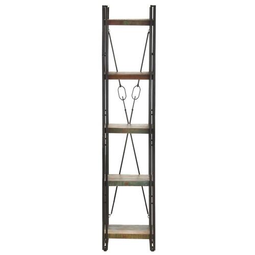 Bogreol med 5 hylder 40x30x180 cm massivt genbrugstræ
