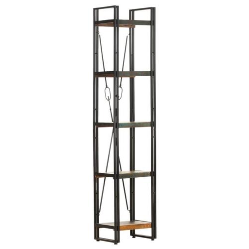 Bogreol med 5 hylder 40x30x180 cm massivt genbrugstræ