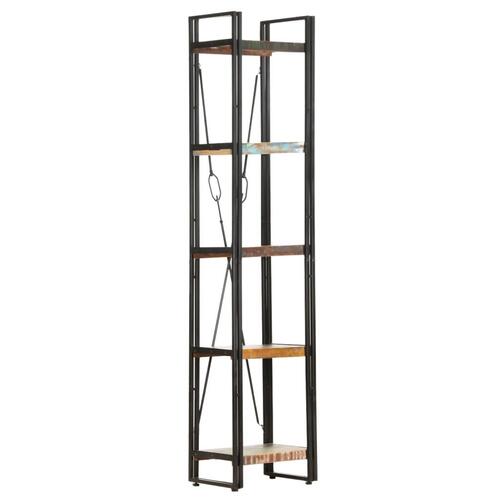 Bogreol med 5 hylder 40x30x180 cm massivt genbrugstræ