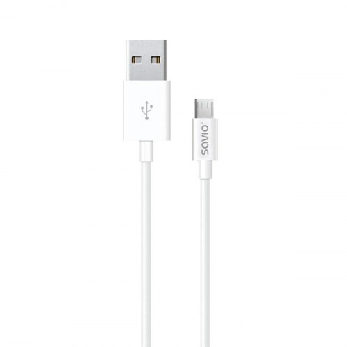 Savio USB til Micro USB-kabel CL-124 - Hvid, 2 m