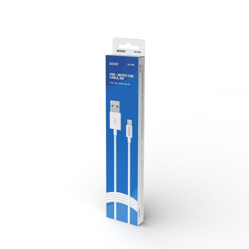 Savio USB til Micro USB-kabel CL-124 - Hvid, 2 m