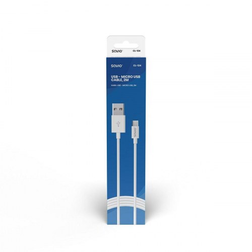 Savio USB til Micro USB-kabel CL-124 - Hvid, 2 m