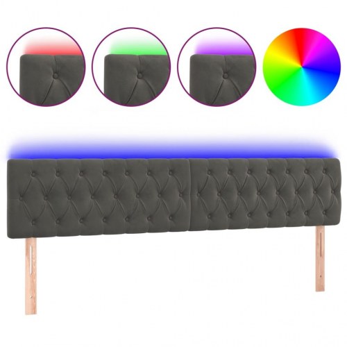 Sengegavl med LED-lys 180 x 7 x 78/88 cm - mørkegrå