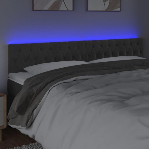 Sengegavl med LED-lys 180 x 7 x 78/88 cm - mørkegrå