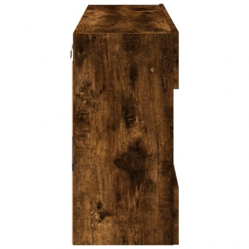 Væghængt tv-bord med LED-lys - røget egetræ, 98,5 x 30 x 60,5 cm