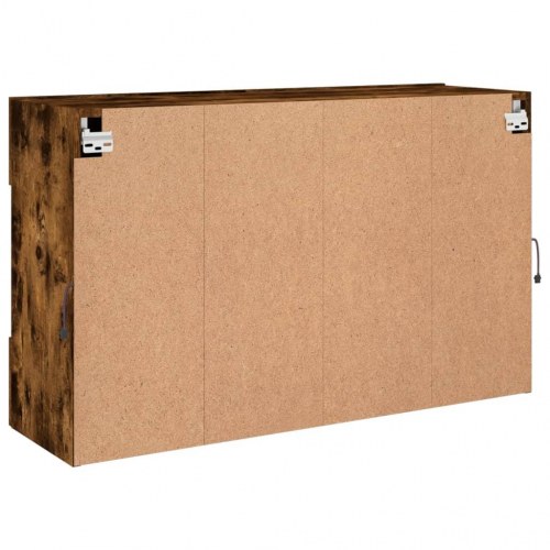 Væghængt tv-bord med LED-lys - røget egetræ, 98,5 x 30 x 60,5 cm