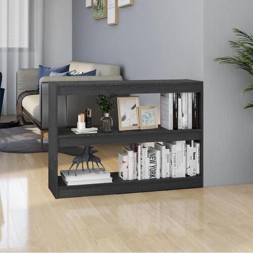 Bogreol/rumdeler 100x30x71,5 cm massivt fyrretræ grå