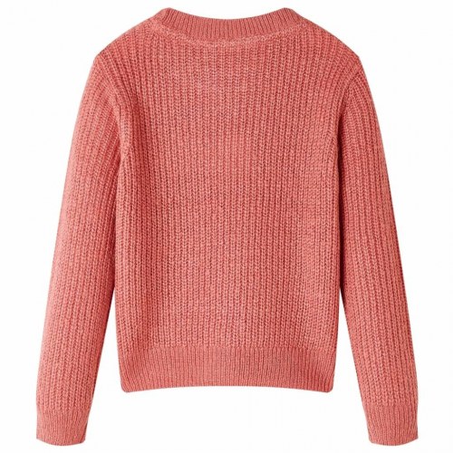 Strikket børnesweater str. 128 - lyserød