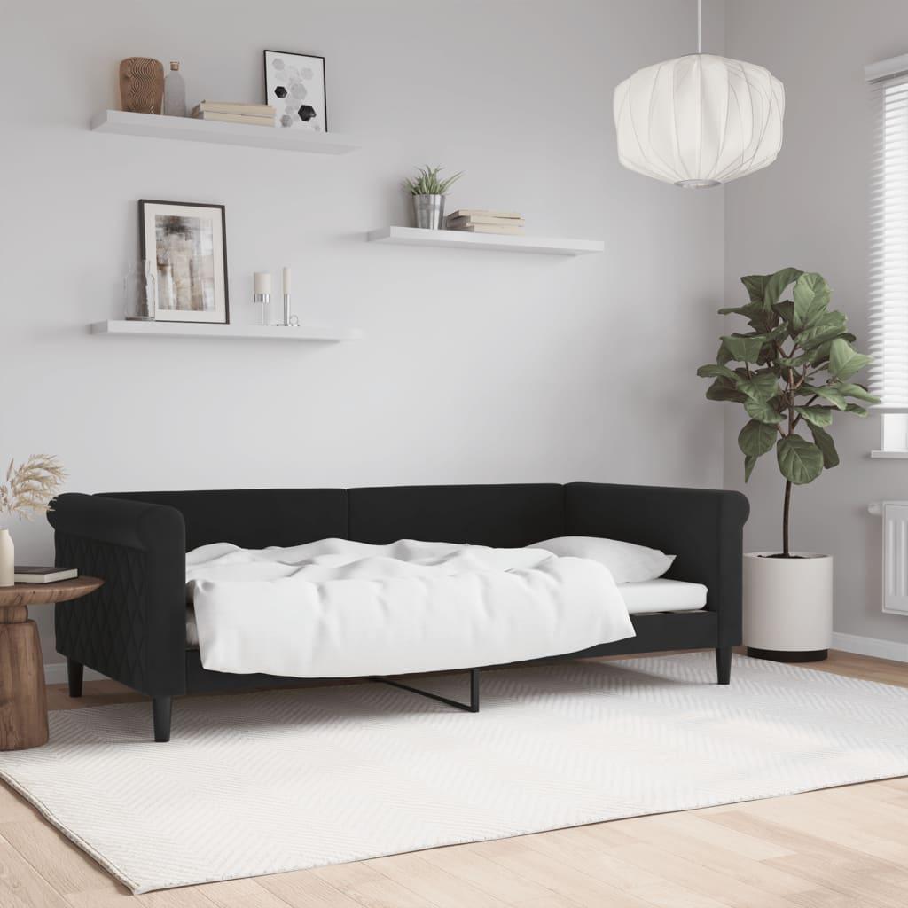 Daybed 90×190 cm i velour - sort sovesofa til gæsteværelse og stue
