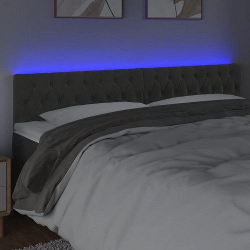 Sengegavl med LED-lys 200 x 7 x 78/88 cm - mørkegrå