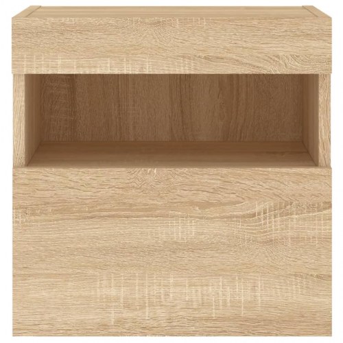Væghængt tv-bord med LED-lys - 40x30x40 cm, sonoma-eg
