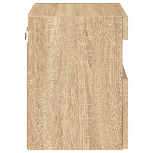 Væghængt tv-bord med LED-lys - 40x30x40 cm, sonoma-eg
