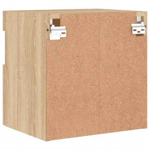 Væghængt tv-bord med LED-lys - 40x30x40 cm, sonoma-eg