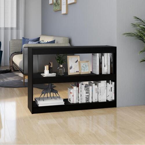 Bogreol/rumdeler 100x30x71,5 cm massivt fyrretræ sort