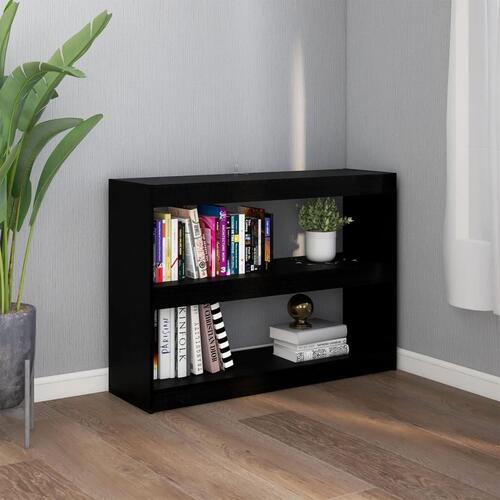 Bogreol/rumdeler 100x30x71,5 cm massivt fyrretræ sort