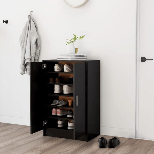 Skoskab 60 × 35 × 92 cm - konstrueret træ, sort