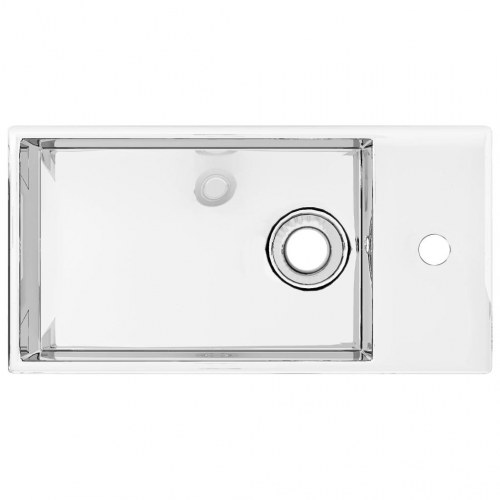 Håndvask med overløb 49 x 25 x 15 cm keramik sølvfarvet