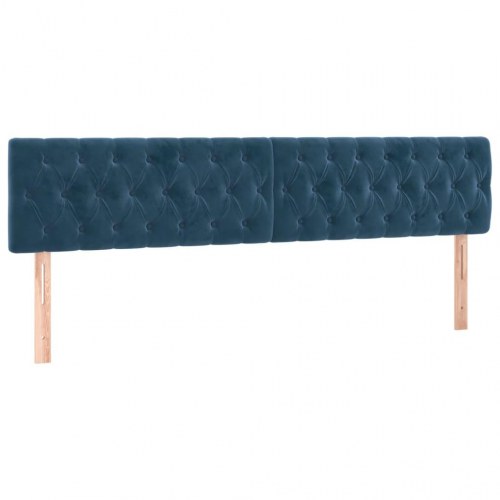 Sengegavl med LED-lys 200 x 7 x 78/88 cm velour - mørkeblå